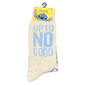 Disney Stitch “UP TO NO GOOD” Gray  and Blue Socks NEW